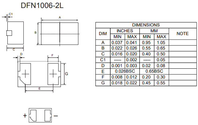 Mechanical Drawing - Micro Commercial Components (MCC) BAT46L2 Schottky Diode